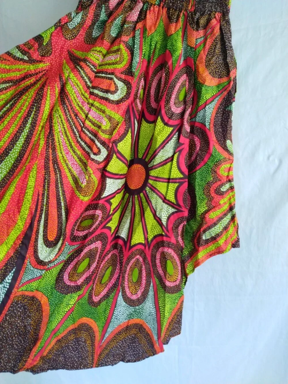 Whimsical Floral High Low Skirt XL Boho Festival Vibrant Art-to-Wear Artsy